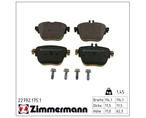 Brake Pad Set, disc brake 22792.175.1 Zimmermann