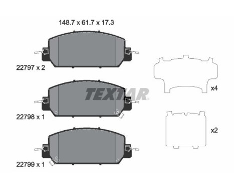 Brake Pad Set, disc brake 2279701 Textar