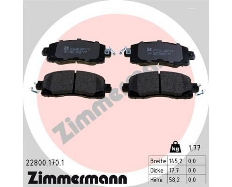 Brake Pad Set, disc brake 22800.170.1 Zimmermann