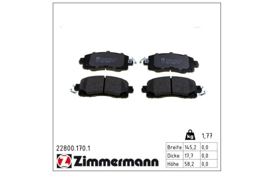 Brake Pad Set, disc brake 22800.170.1 Zimmermann
