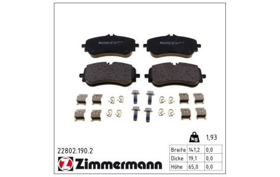 Brake Pad Set, disc brake 22802.190.2 Zimmermann