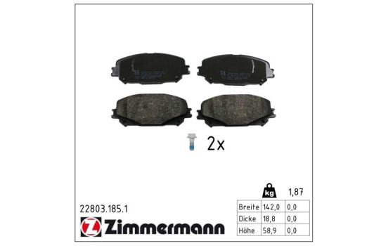Brake pad set, disc brake 22803.185.1 Zimmermann