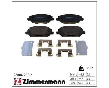 Brake Pad Set, disc brake 22804.200.2 Zimmermann