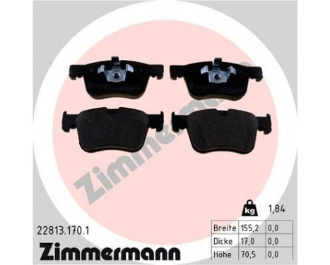 Brake Pad Set, disc brake 22813.170.1 Zimmermann
