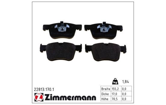Brake Pad Set, disc brake 22813.170.1 Zimmermann