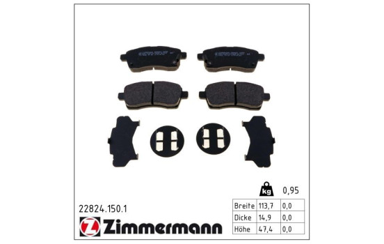 Brake Pad Set, disc brake 22824.150.1 Zimmermann