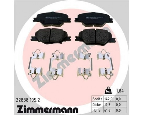 Brake Pad Set, disc brake 22838.195.2 Zimmermann