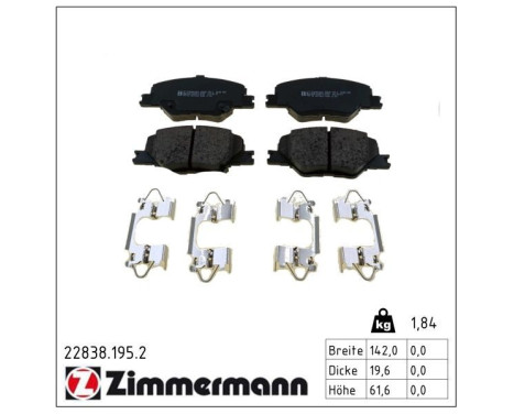 Brake Pad Set, disc brake 22838.195.2 Zimmermann