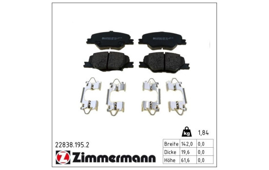 Brake Pad Set, disc brake 22838.195.2 Zimmermann