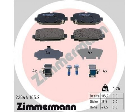 Brake Pad Set, disc brake 22844.165.2 Zimmermann