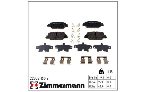 Brake Pad Set, disc brake 22852.160.2 Zimmermann