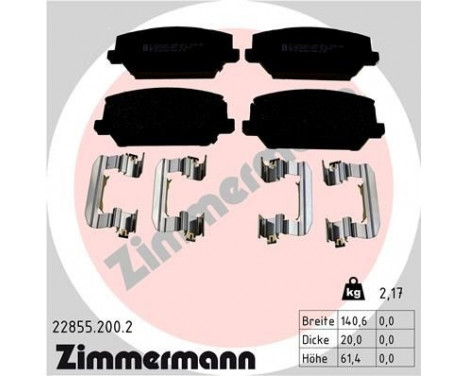 Brake Pad Set, disc brake 22855.200.2 Zimmermann