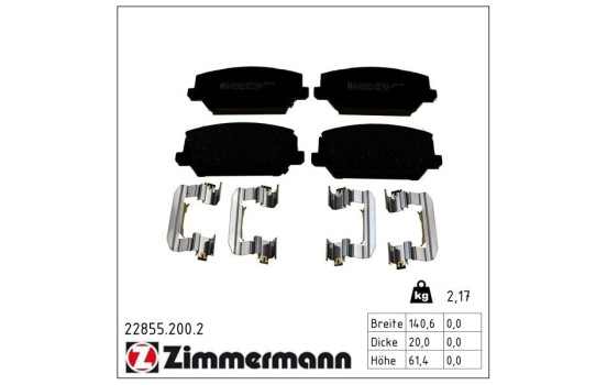 Brake Pad Set, disc brake 22855.200.2 Zimmermann
