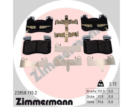 Brake pad set, disc brake 22858.170.2 Zimmermann