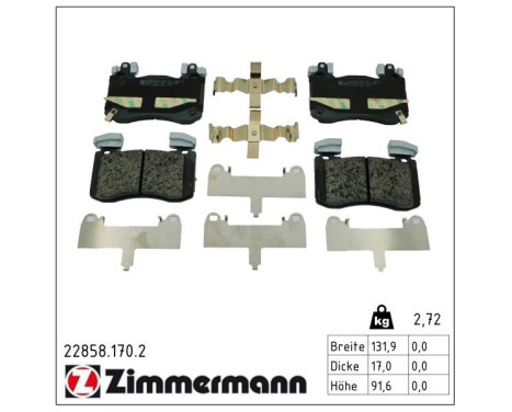 Brake pad set, disc brake 22858.170.2 Zimmermann