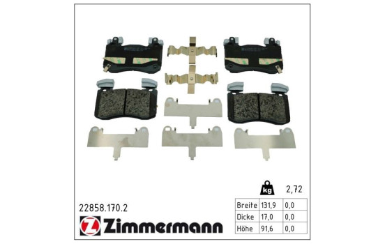 Brake pad set, disc brake 22858.170.2 Zimmermann