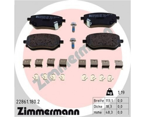 Brake Pad Set, disc brake 22861.180.2 Zimmermann