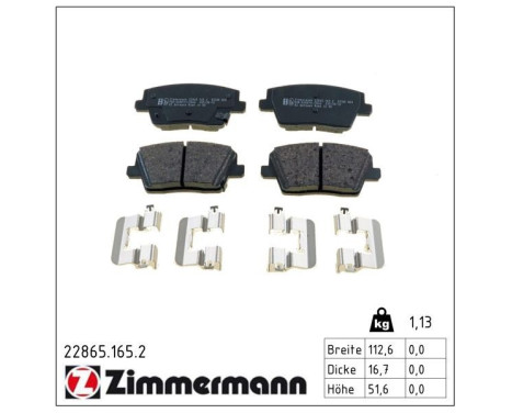 Brake Pad Set, disc brake 22865.165.2 Zimmermann