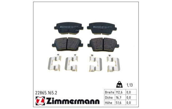 Brake Pad Set, disc brake 22865.165.2 Zimmermann