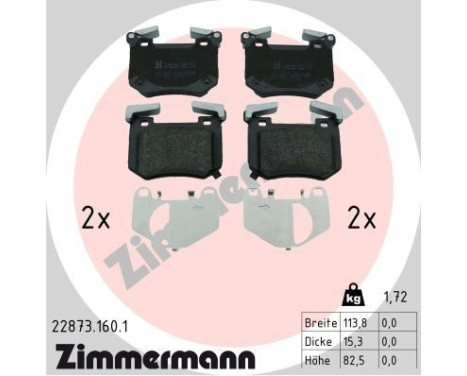 Brake pad set, disc brake 22873.160.1 Zimmermann