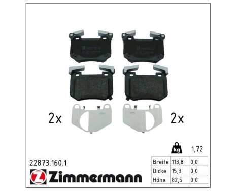 Brake pad set, disc brake 22873.160.1 Zimmermann