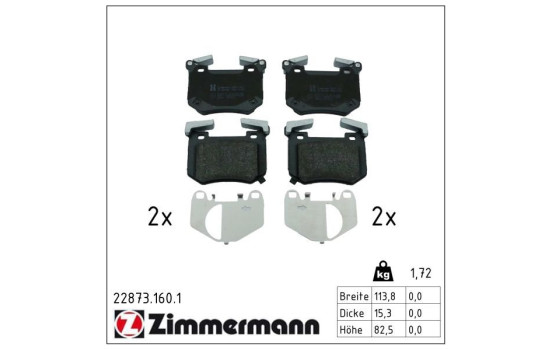 Brake pad set, disc brake 22873.160.1 Zimmermann