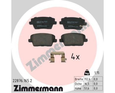 Brake pad set, disc brake 22876.165.2 Zimmermann