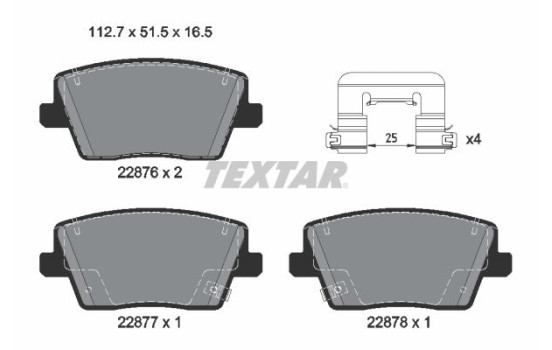 Brake pad set, disc brake 2287603 Textar