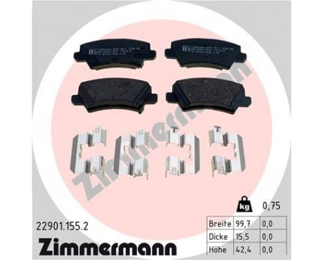 Brake Pad Set, disc brake 22901.155.2 Zimmermann