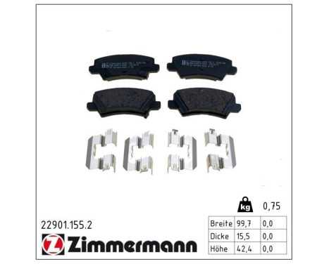 Brake Pad Set, disc brake 22901.155.2 Zimmermann