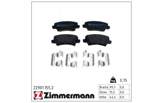 Brake Pad Set, disc brake 22901.155.2 Zimmermann