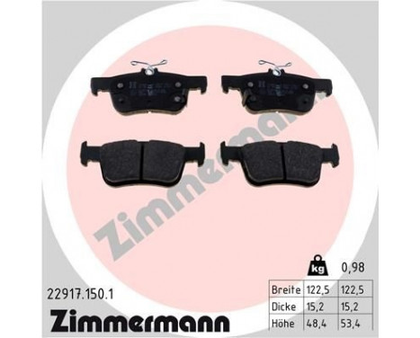 Brake Pad Set, disc brake 22917.150.1 Zimmermann