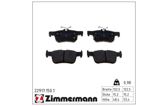 Brake Pad Set, disc brake 22917.150.1 Zimmermann