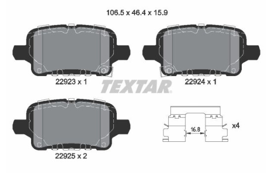 Brake Pad Set, disc brake 2292301 Textar