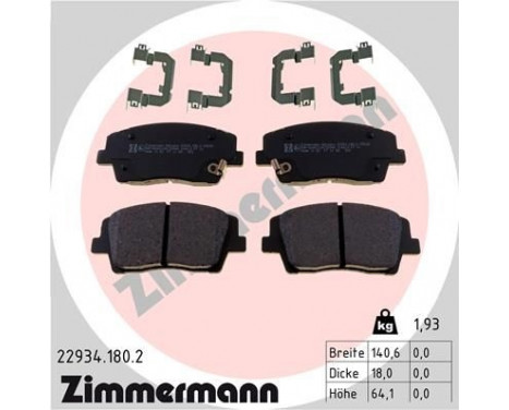 Brake Pad Set, disc brake 22934.180.2 Zimmermann