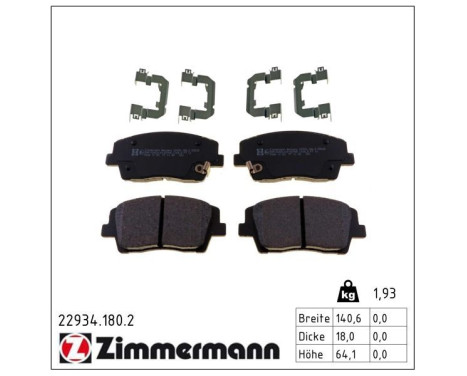 Brake Pad Set, disc brake 22934.180.2 Zimmermann