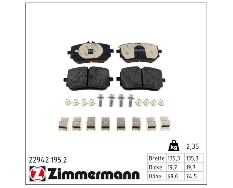 Brake Pad Set, disc brake 22942.195.2 Zimmermann, Image 2