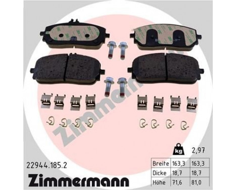 Brake Pad Set, disc brake 22944.185.2 Zimmermann