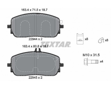 Brake Pad Set, disc brake 2294401 Textar