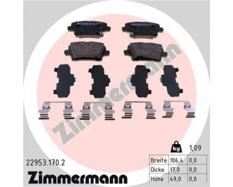 Brake Pad Set, disc brake 22953.170.2 Zimmermann