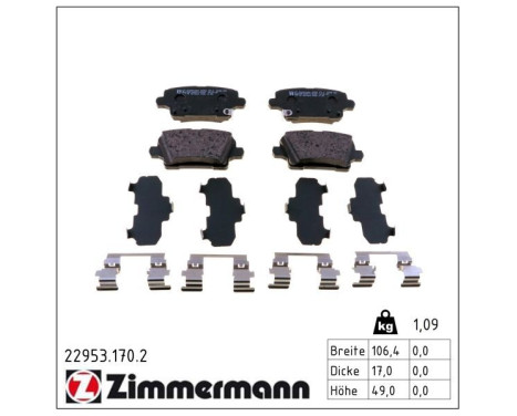 Brake Pad Set, disc brake 22953.170.2 Zimmermann