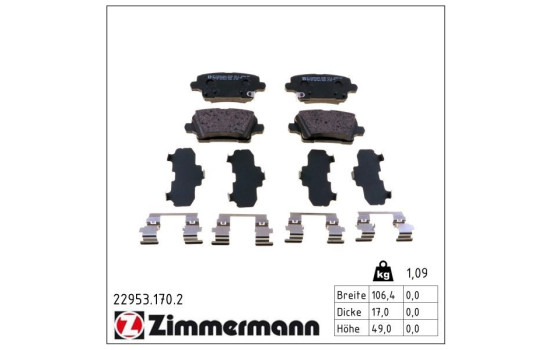 Brake Pad Set, disc brake 22953.170.2 Zimmermann