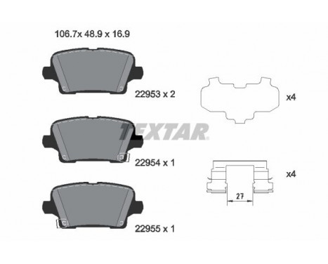 Brake Pad Set, disc brake 2295301 Textar