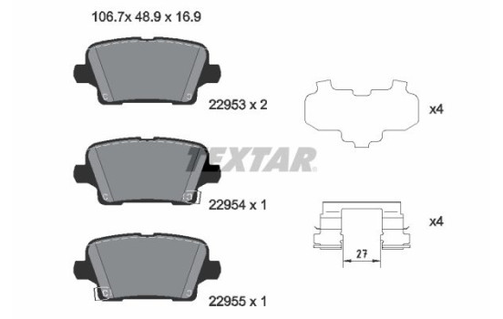 Brake Pad Set, disc brake 2295301 Textar