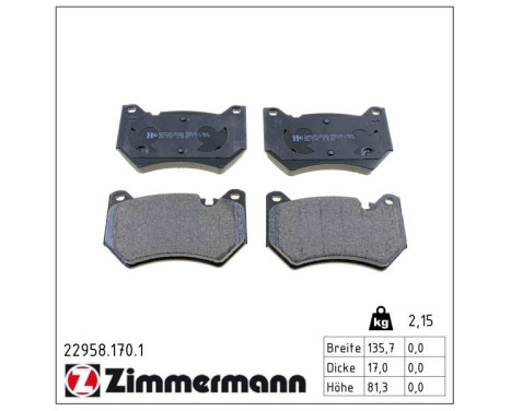 Brake Pad Set, disc brake 22958.170.1 Zimmermann