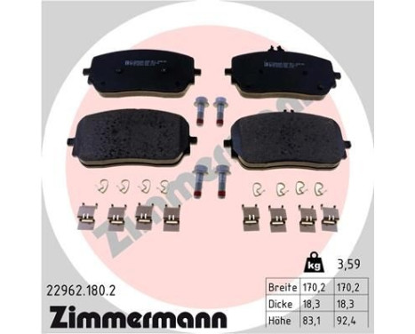 Brake pad set, disc brake 22962.180.2 Zimmermann