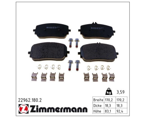 Brake pad set, disc brake 22962.180.2 Zimmermann