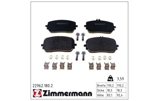 Brake pad set, disc brake 22962.180.2 Zimmermann