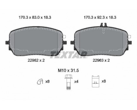 Brake pad set, disc brake 2296201 Textar