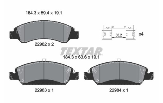 Brake pad set, disc brake 2298201 Textar